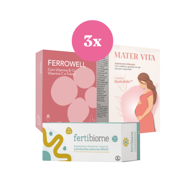 Mater Vita® 3 unid. + Fertibiome® (56 cápsulas) 3 unid. + Ferrowell 3 unid.